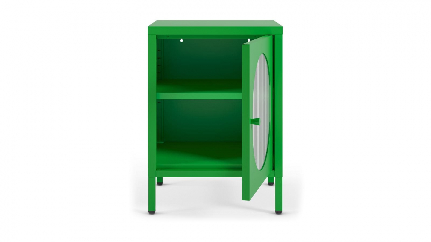 Table de chevet 1 porte en métal vert électrique 40 cm - Ysia