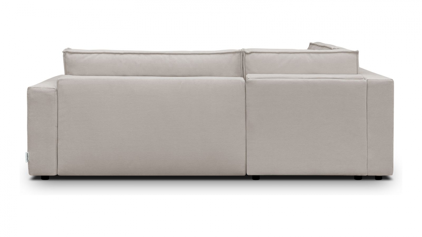 Canapé d'angle ouvert à gauche convertible 3 places en tissu chenille taupe - Emma