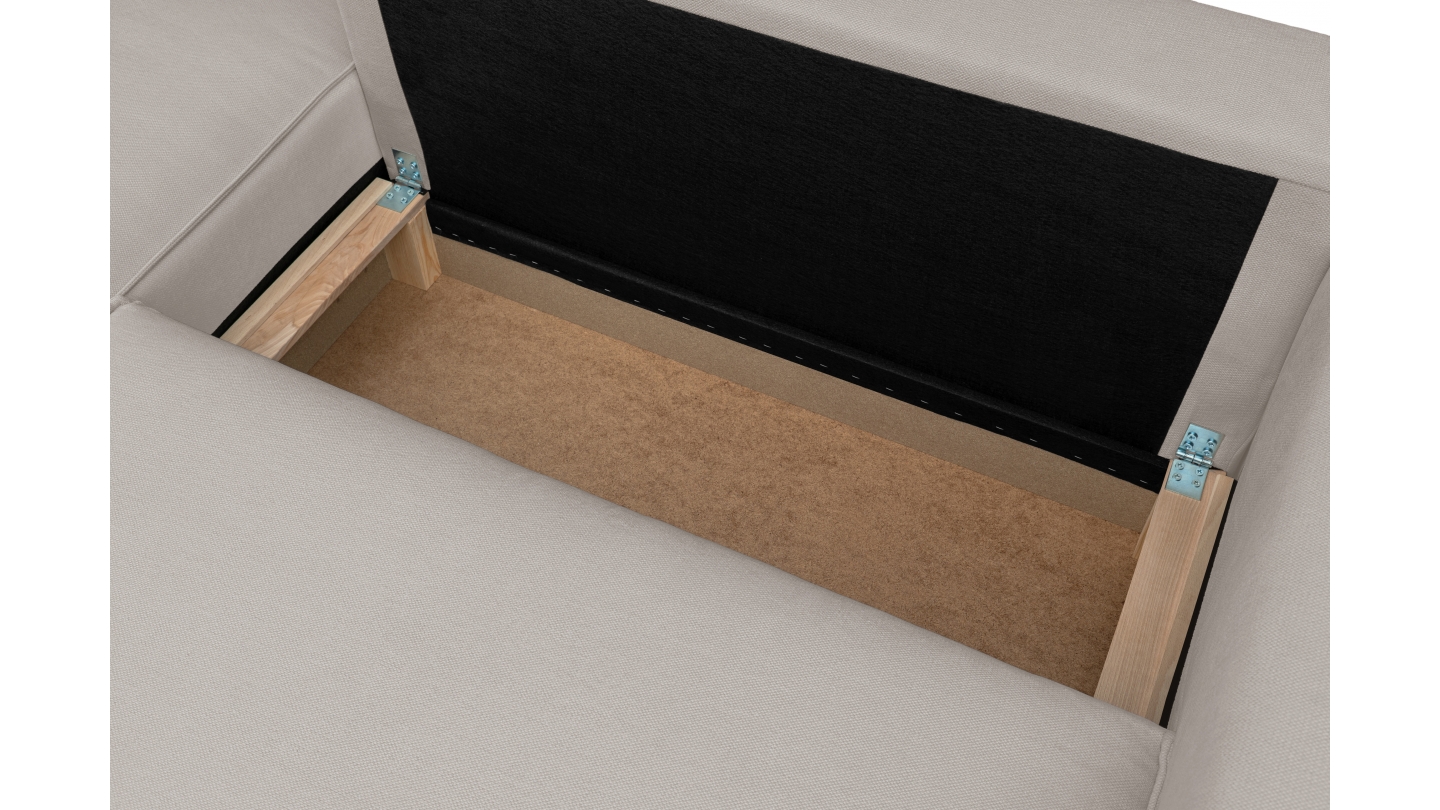 Canapé d'angle ouvert à gauche convertible 3 places en tissu chenille taupe - Emma