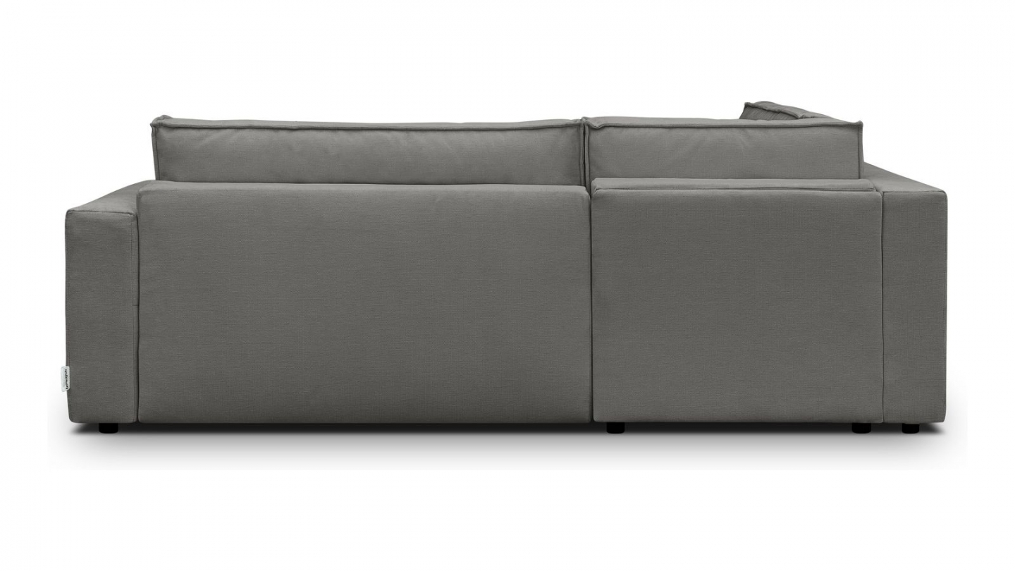 Canapé d'angle ouvert à gauche convertible 3 places en tissu chenille gris - Emma