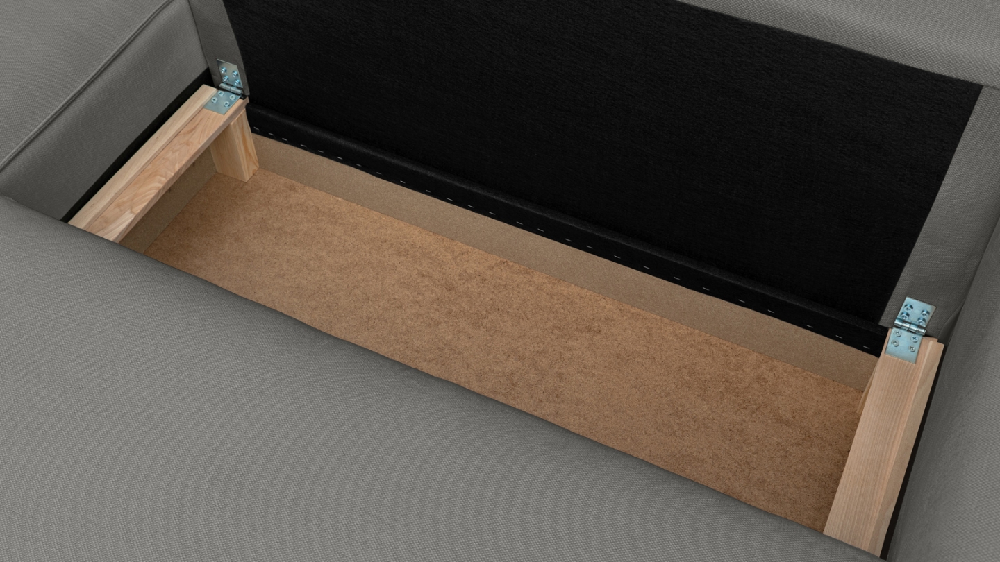 Canapé d'angle ouvert à gauche convertible 3 places en tissu chenille gris - Emma