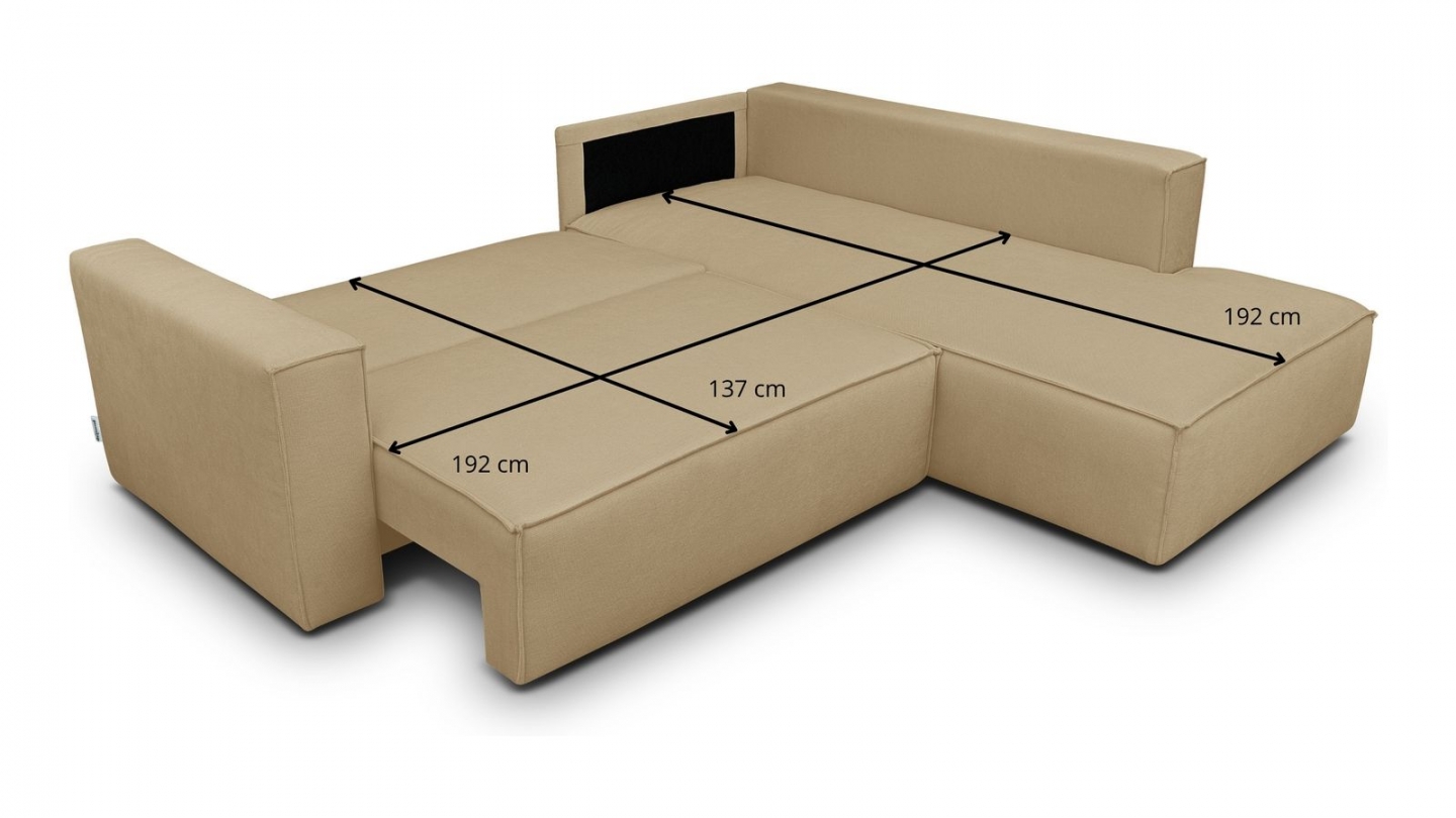 Canapé d'angle ouvert à droite convertible 3 places en tissu chenille miel - Emma Canapé d'angle ouvert à droite convertible 3 places en tissu chenille miel - Emma