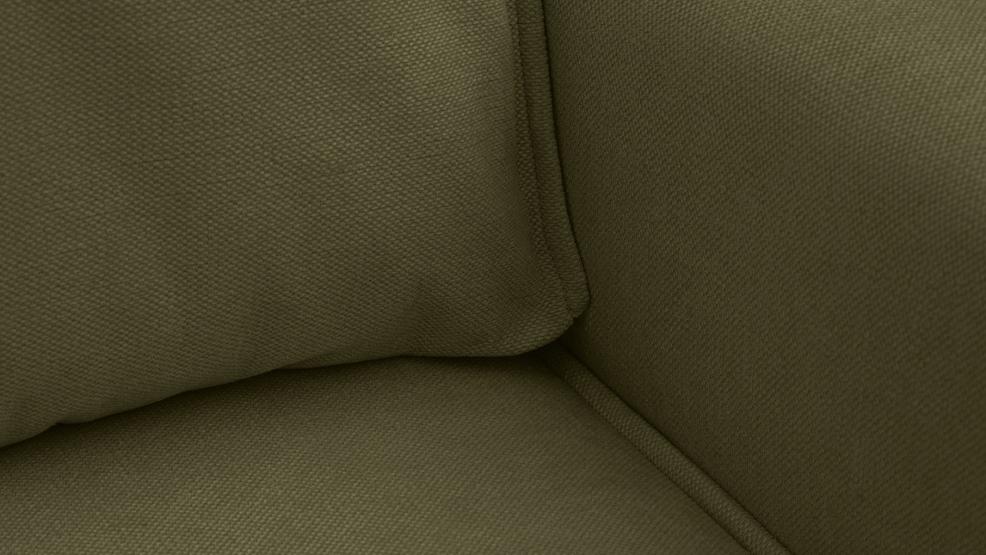 Canapé d'angle ouvert à gauche convertible 3 places en tissu chenille vert kaki - Emma