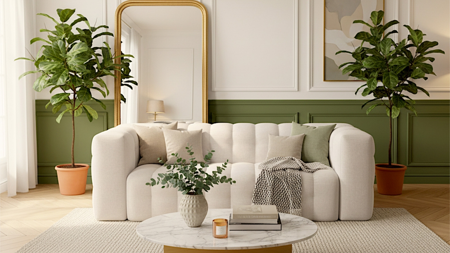 Canapé 3 places en tissu chenille beige - Cester Canapé 3 places en tissu chenille beige - Cester