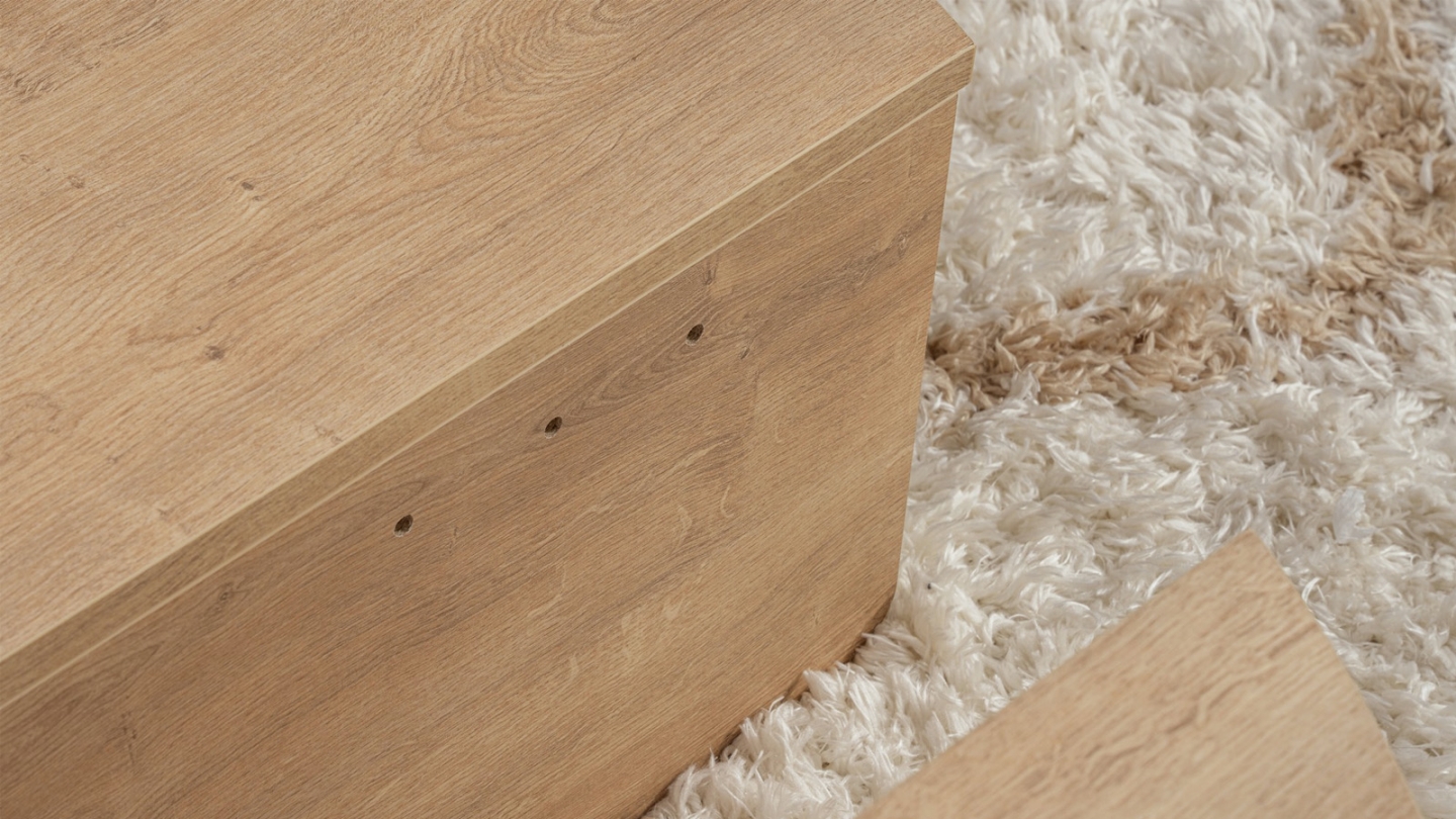 Table basse modulable ronde effet Chêne Ø90 cm - Selma Table basse modulable ronde effet Chêne Ø90 cm - Selma