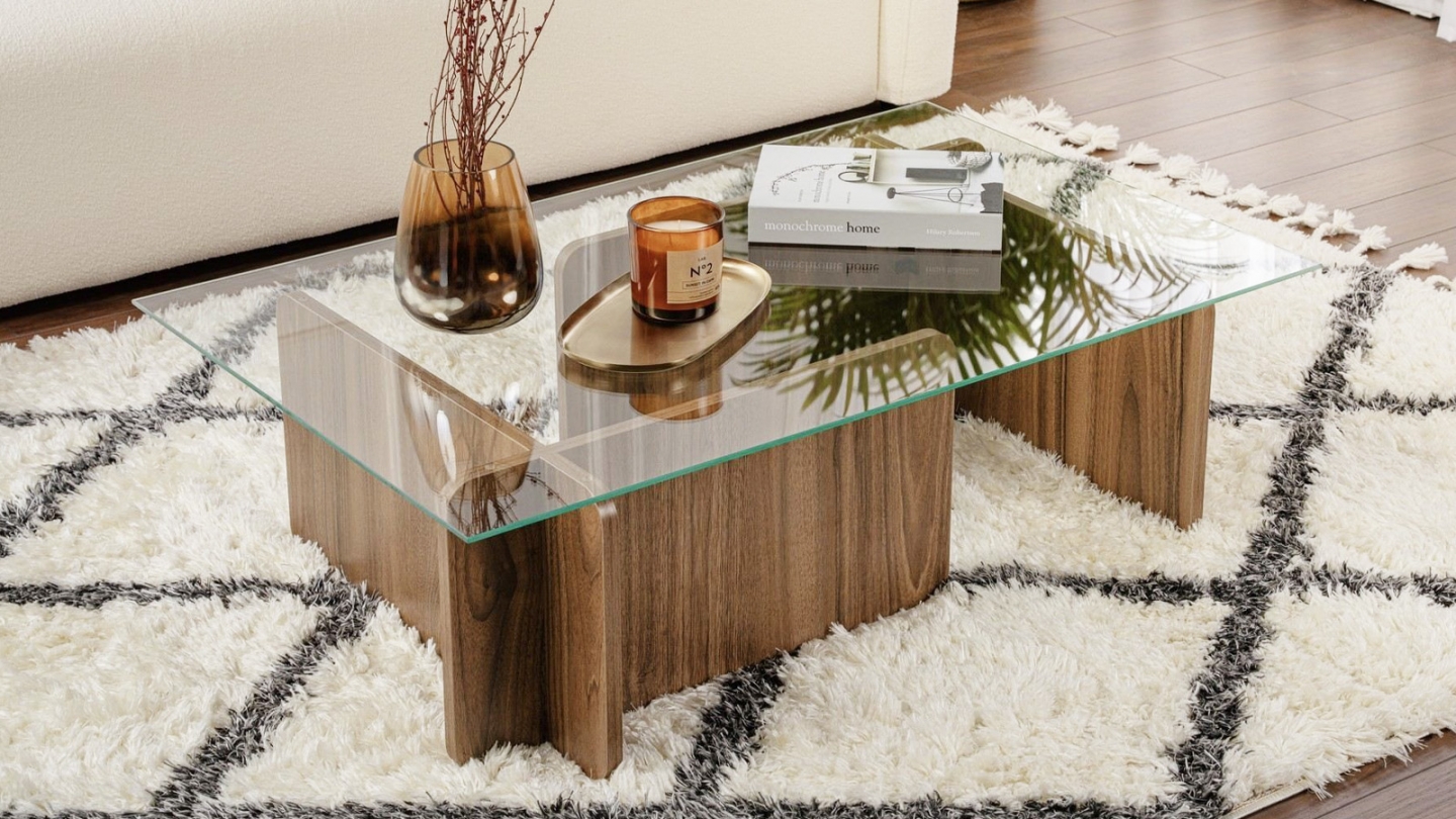 Table basse rectangulaire effet Noyer 105 cm - Naelis Table basse rectangulaire effet Noyer 105 cm - Naelis