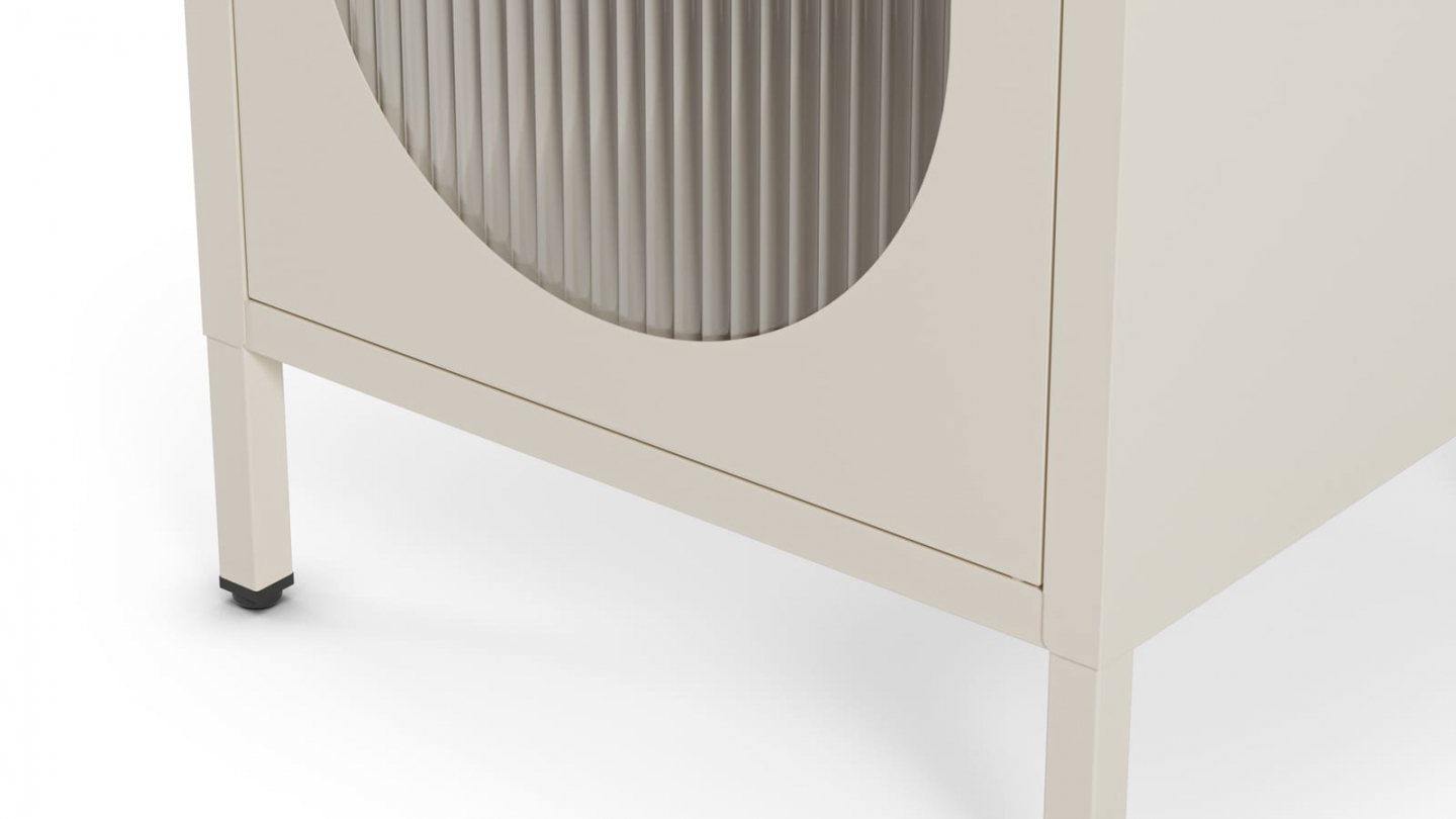 Table de chevet 1 porte en métal beige 40 cm - Ysia