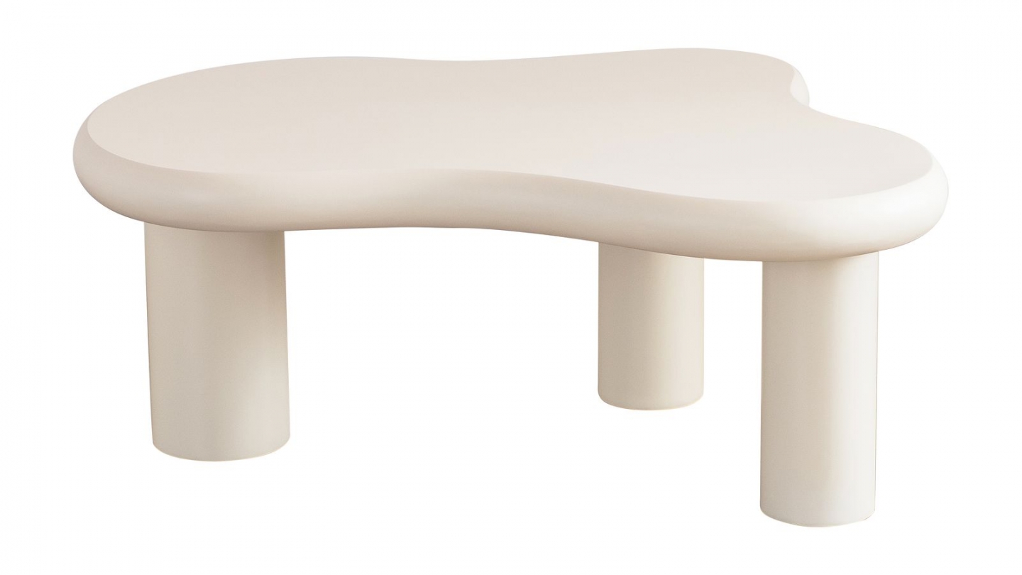 Lot de 2 tables basses organiques gigognes beige - Wave Lot de 2 tables basses organiques gigognes beige - Wave