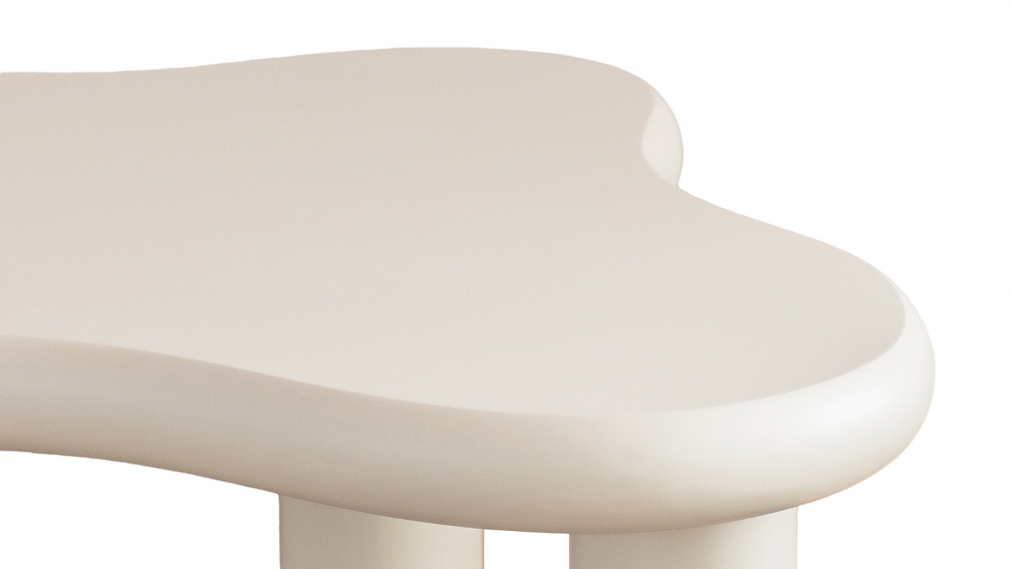 Lot de 2 tables basses organiques gigognes beige - Wave Lot de 2 tables basses organiques gigognes beige - Wave