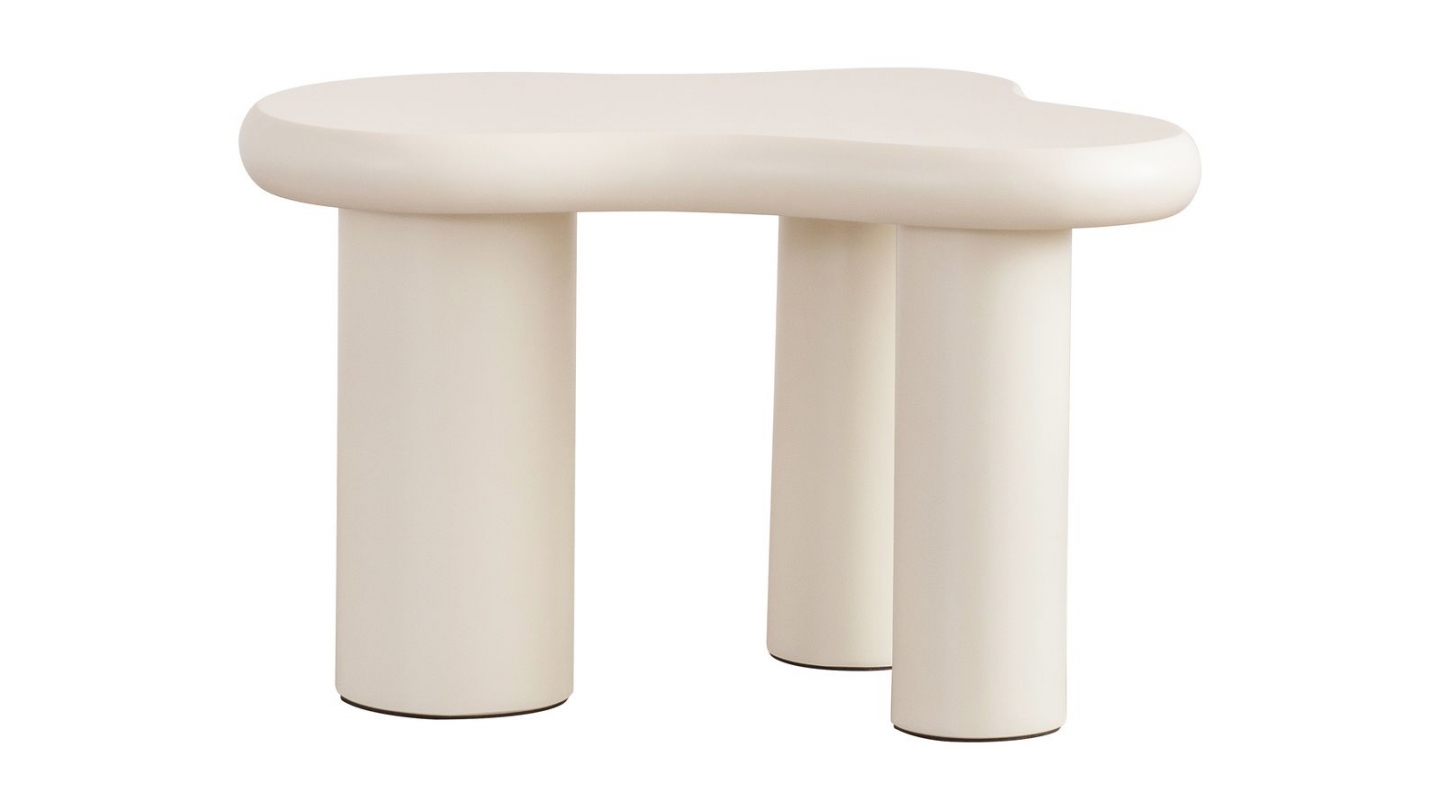 Lot de 2 tables basses organiques gigognes beige - Wave Lot de 2 tables basses organiques gigognes beige - Wave