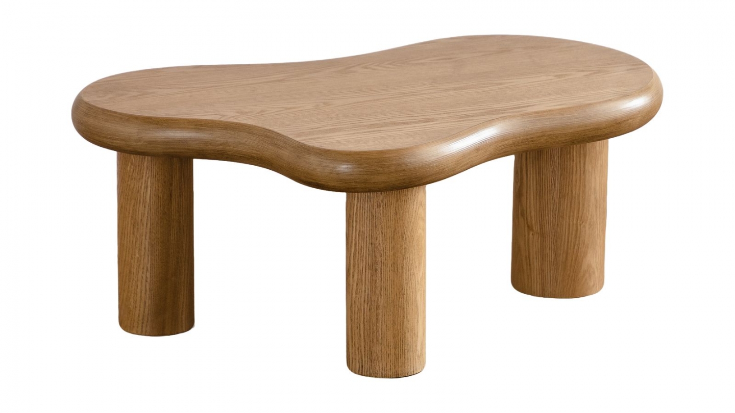 Lot de 2 tables basses organiques gigognes en bois - Wave