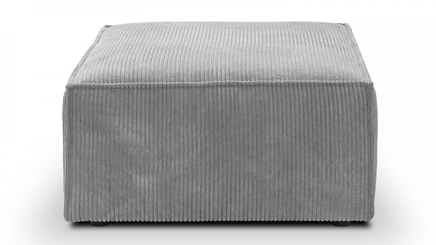 Pouf en velours côtelé gris clair - Harper Pouf en velours côtelé gris clair - Harper