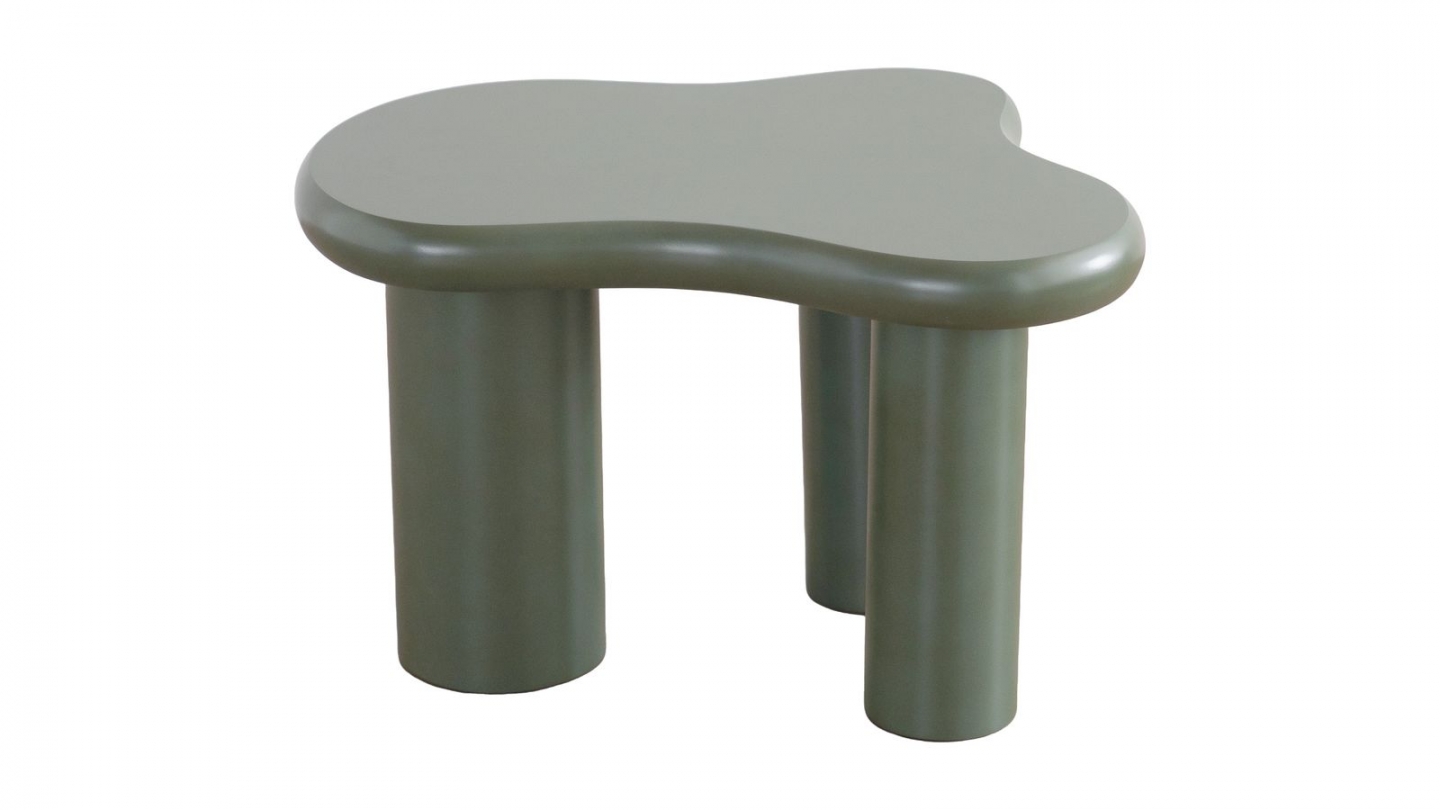 Lot de 2 tables basses organiques gigognes vert mat - Wave