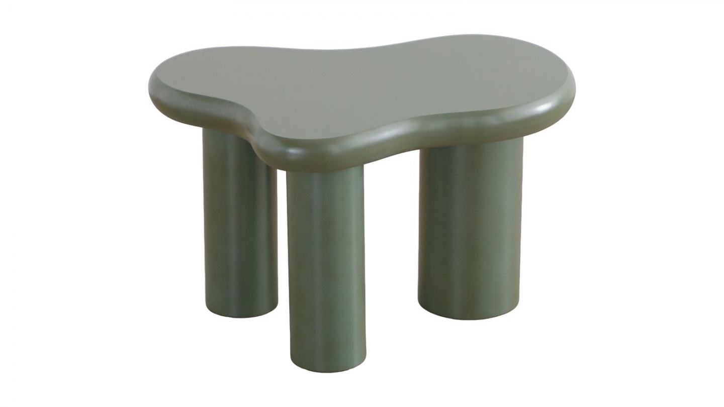 Lot de 2 tables basses organiques gigognes vert mat - Wave