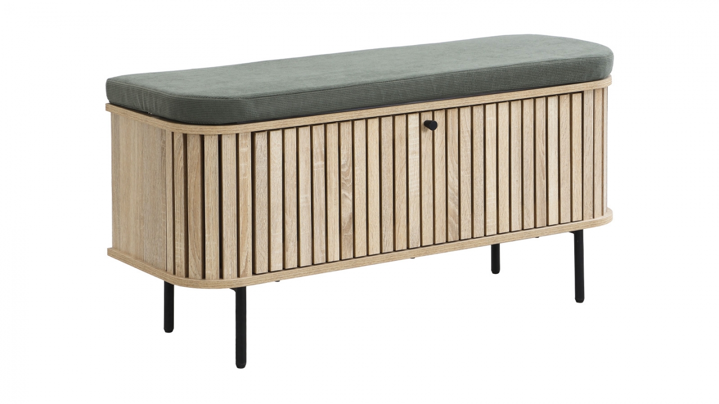 Banc d'entrée avec rangement chaussures en bois couleur chêne 100 cm - Solna Banc d'entrée avec rangement chaussures en bois couleur chêne 100 cm - Solna