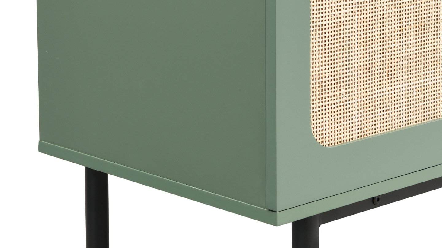 Buffet en cannage 4 portes 180cm vert - Luma