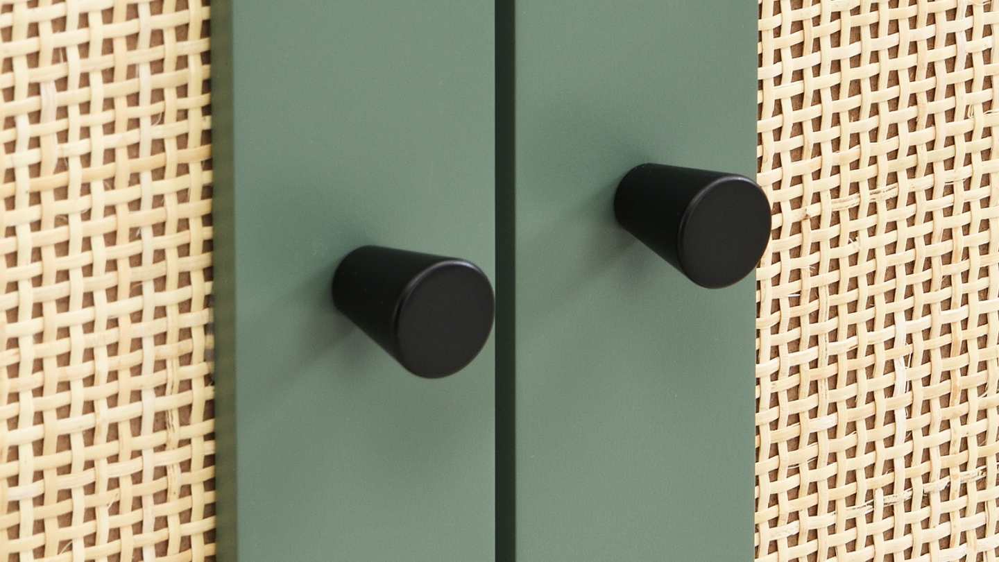 Buffet en cannage 4 portes 180cm vert - Luma