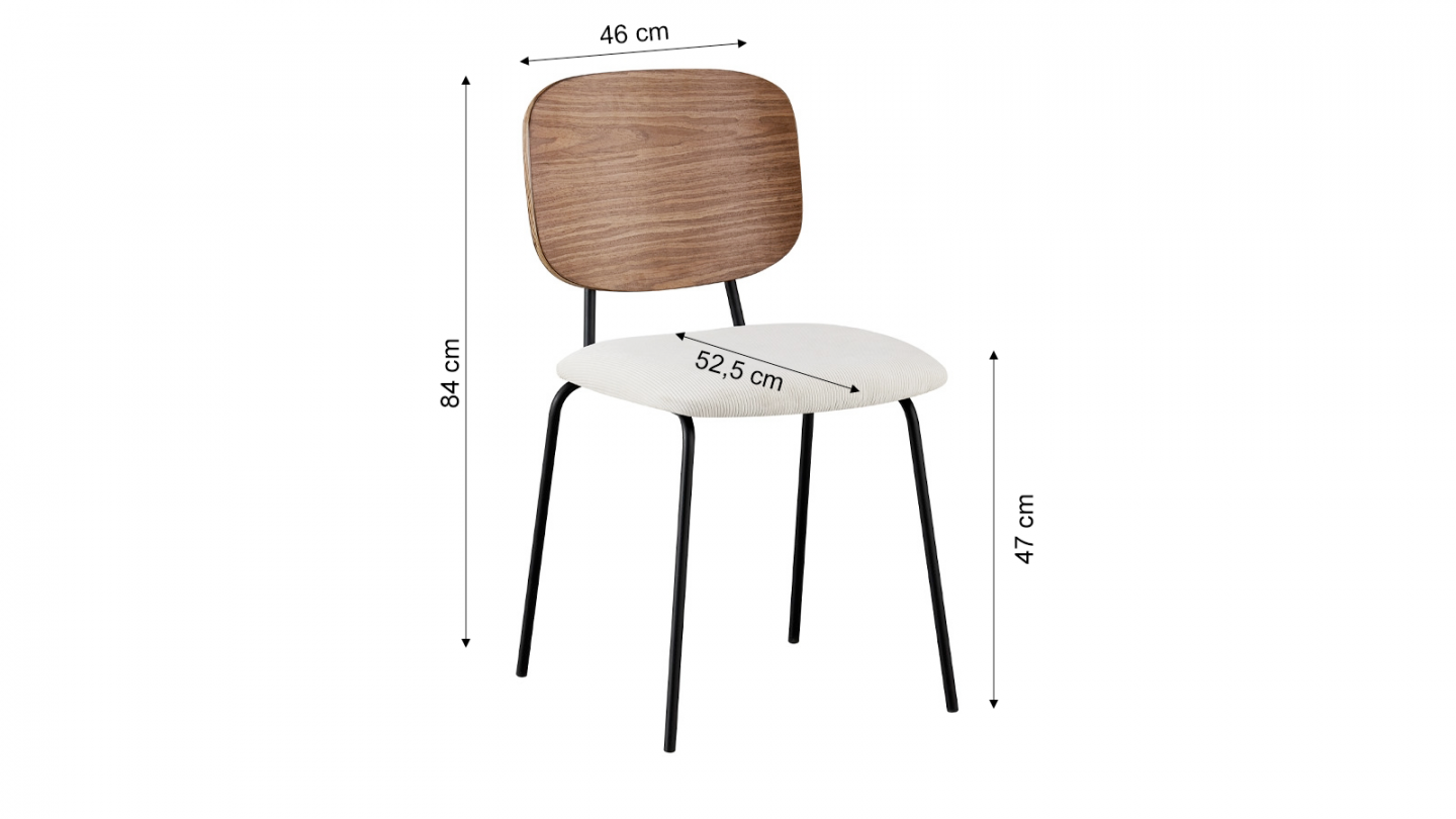 Lot de 2 chaises en velours côtelé beige - Naya Lot de 2 chaises en velours côtelé beige - Naya