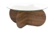 Table basse ronde effet Noyer et verre Ø75 cm - Eolia