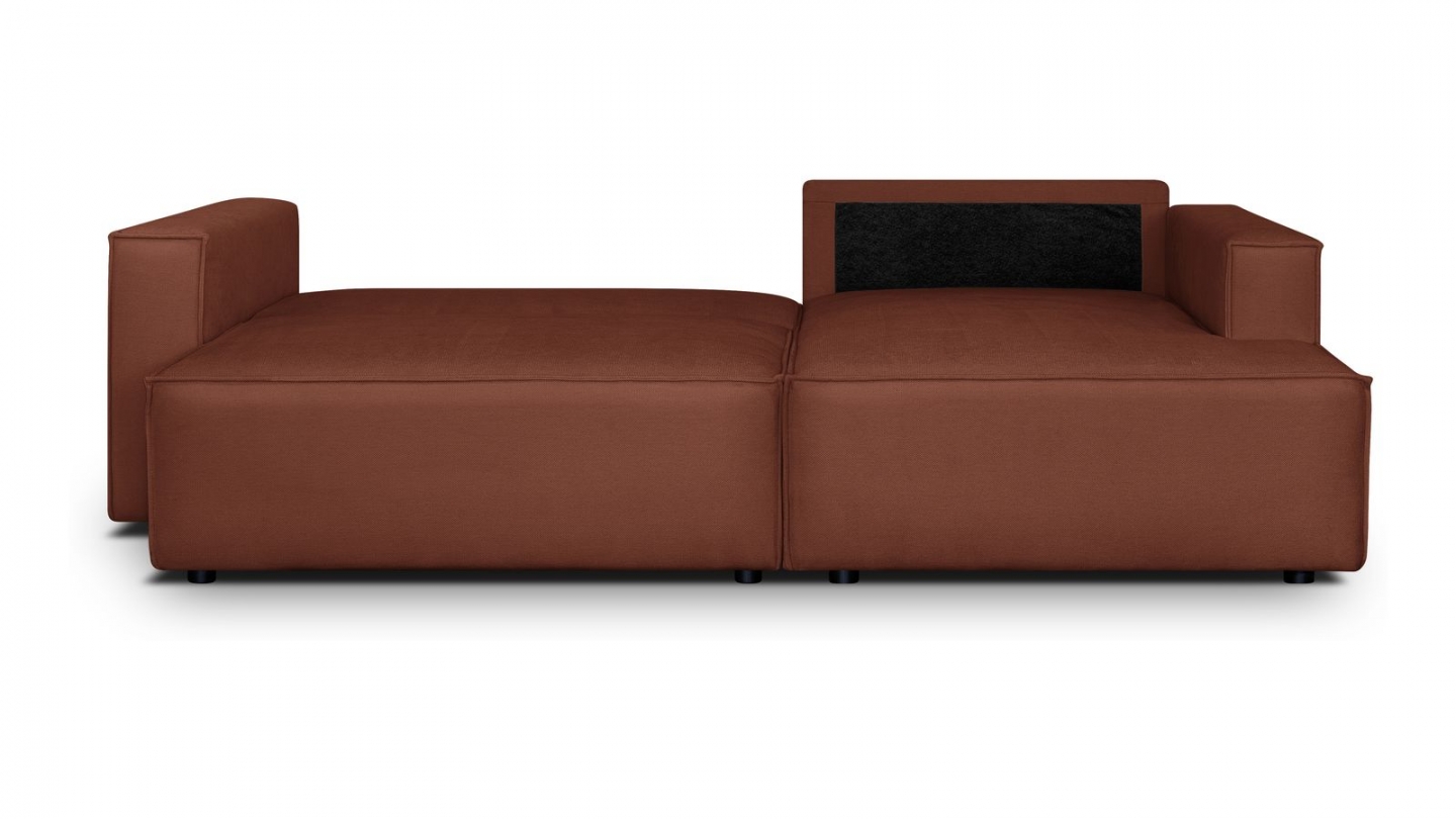 Canapé d'angle à droite convertible 3 places en tissu chenille rouille foncé - Asti Canapé d'angle à droite convertible 3 places en tissu chenille rouille foncé - Asti