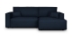 Canapé d'angle à droite convertible 3 places en tissu chenille bleu foncé - Asti