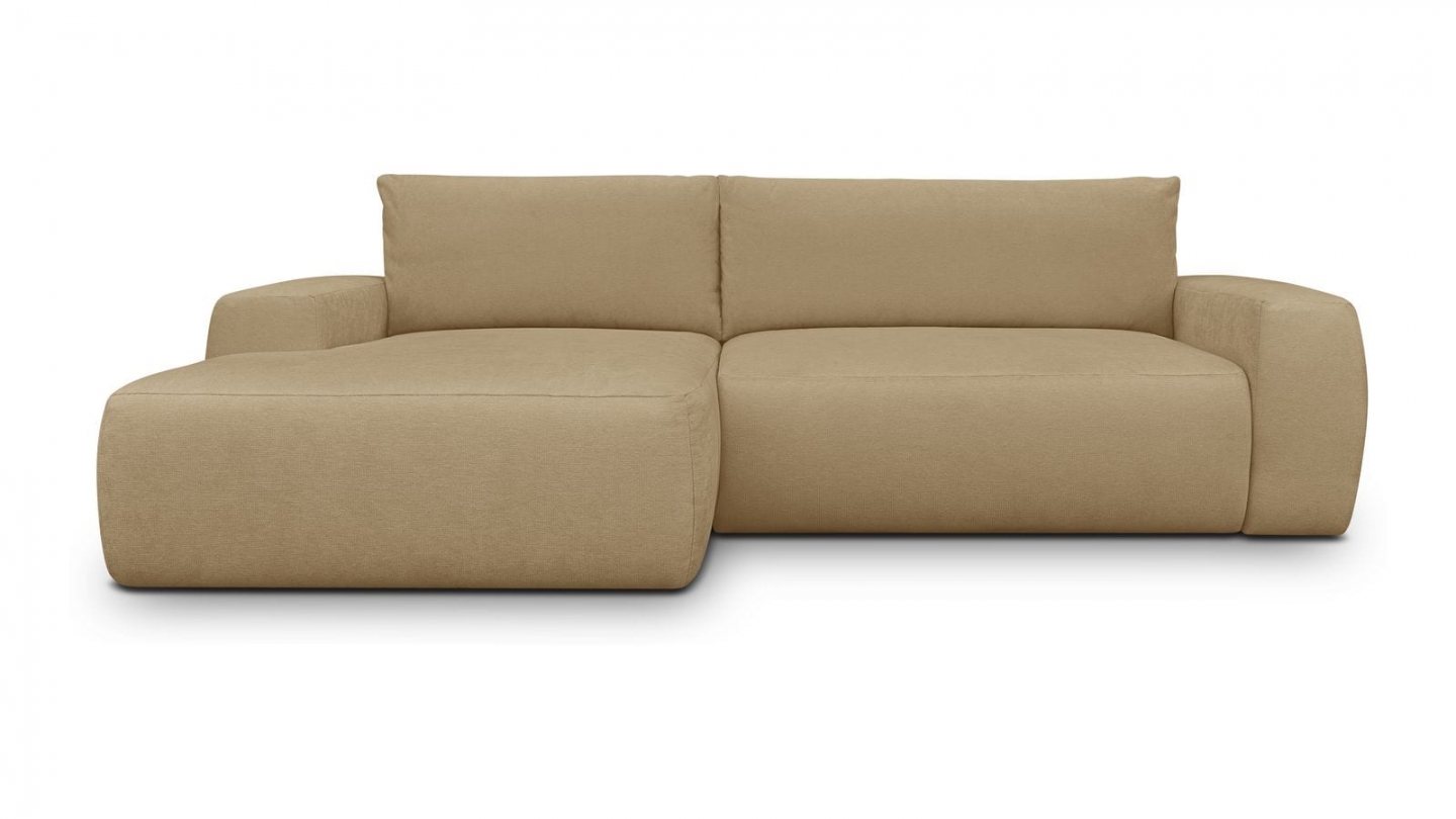 Canapé d'angle gauche convertible 3 places en tissu chenille miel - Sonny Canapé d'angle gauche convertible 3 places en tissu chenille miel - Sonny