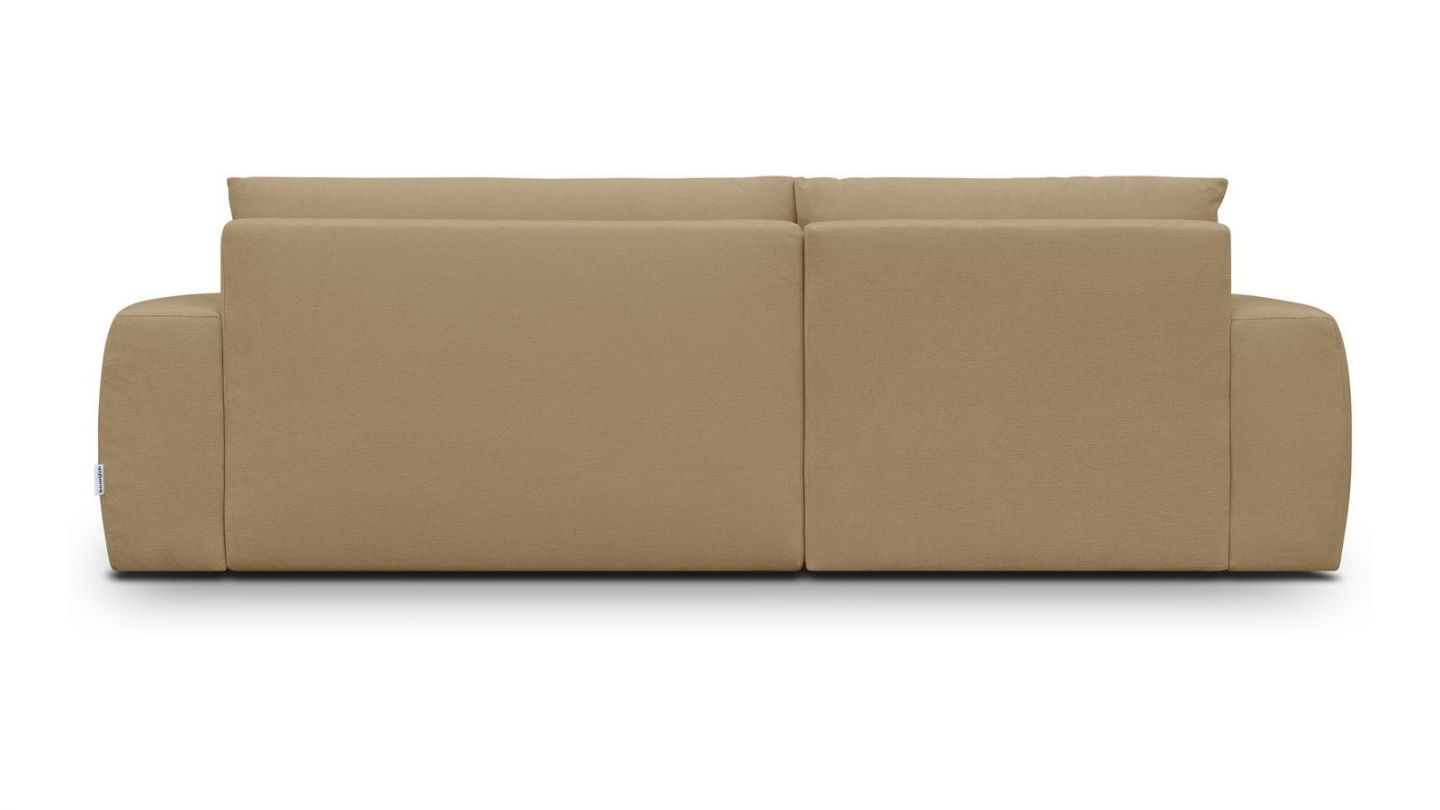 Canapé d'angle gauche convertible 3 places en tissu chenille miel - Sonny Canapé d'angle gauche convertible 3 places en tissu chenille miel - Sonny