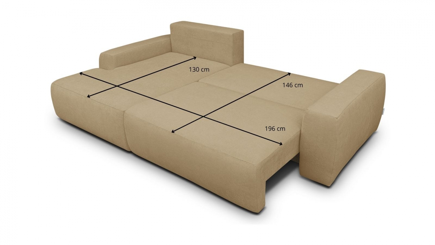 Canapé d'angle gauche convertible 3 places en tissu chenille miel - Sonny Canapé d'angle gauche convertible 3 places en tissu chenille miel - Sonny