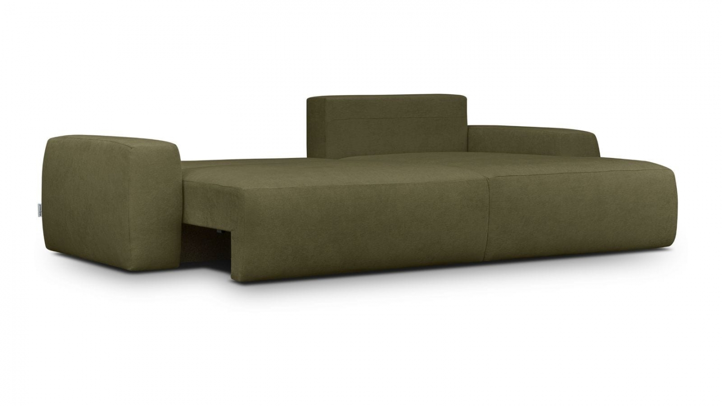 Canapé d'angle droit convertible 3 places en tissu chenille vert kaki - Sonny Canapé d'angle droit convertible 3 places en tissu chenille vert kaki - Sonny