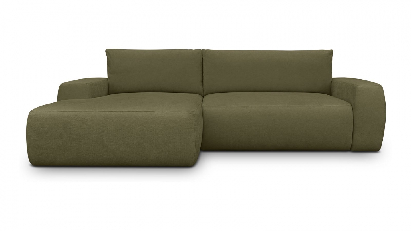 Canapé d'angle gauche convertible 3 places en tissu chenille vert kaki - Sonny Canapé d'angle gauche convertible 3 places en tissu chenille vert kaki - Sonny