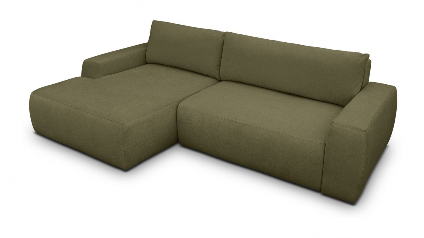 Canapé d'angle gauche convertible 3 places en tissu chenille vert kaki - Sonny Canapé d'angle gauche convertible 3 places en tissu chenille vert kaki - Sonny