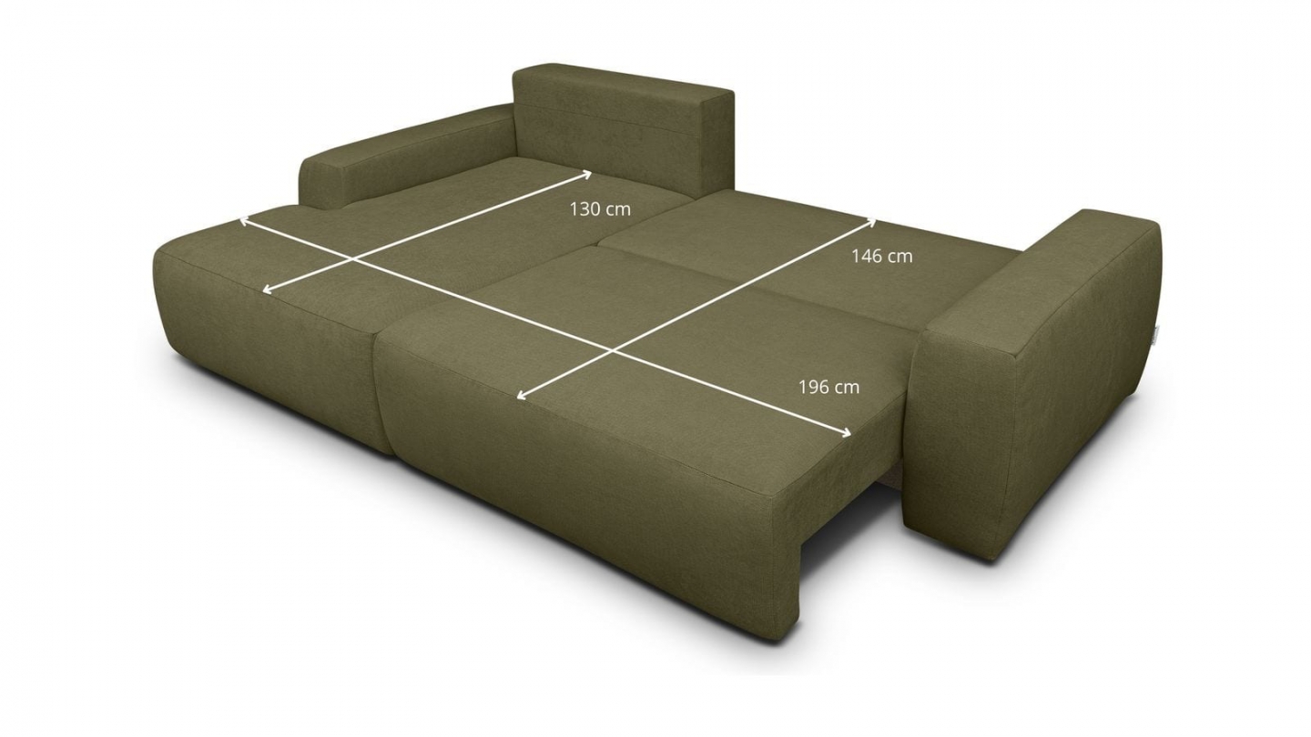 Canapé d'angle gauche convertible 3 places en tissu chenille vert kaki - Sonny Canapé d'angle gauche convertible 3 places en tissu chenille vert kaki - Sonny