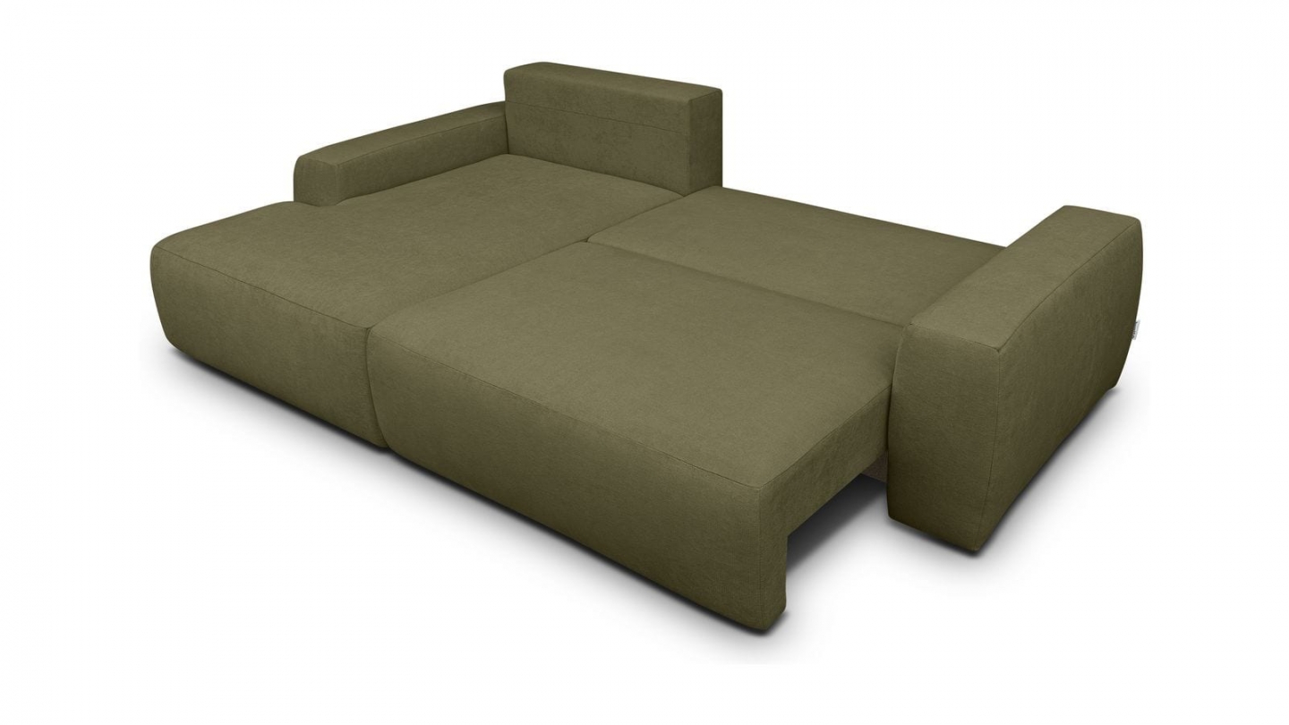 Canapé d'angle gauche convertible 3 places en tissu chenille vert kaki - Sonny Canapé d'angle gauche convertible 3 places en tissu chenille vert kaki - Sonny