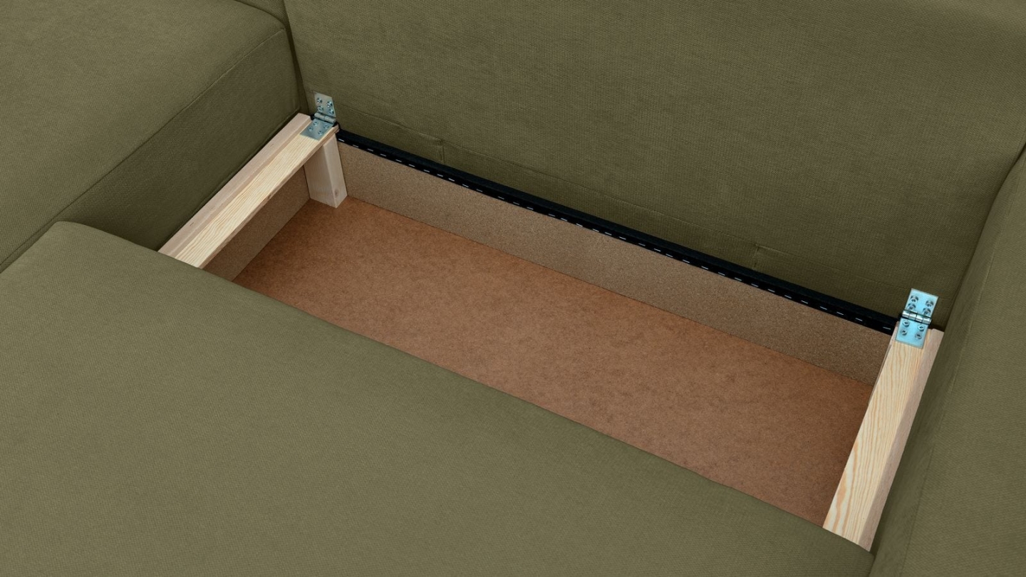 Canapé d'angle gauche convertible 3 places en tissu chenille vert kaki - Sonny Canapé d'angle gauche convertible 3 places en tissu chenille vert kaki - Sonny