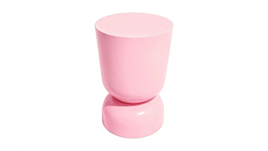 Bout de canape en résine rose brillant Ø32 cm - Tilda