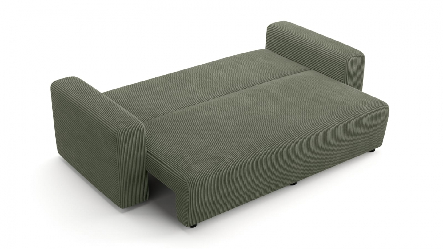 Canapé convertible 3 places en velours côtelé vert kaki - Fjord Canapé convertible 3 places en velours côtelé vert kaki - Fjord