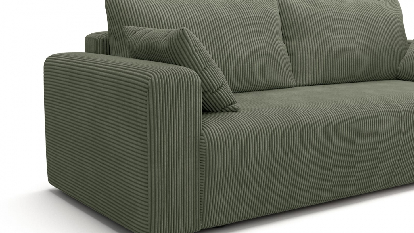 Canapé convertible 3 places en velours côtelé vert kaki - Fjord Canapé convertible 3 places en velours côtelé vert kaki - Fjord