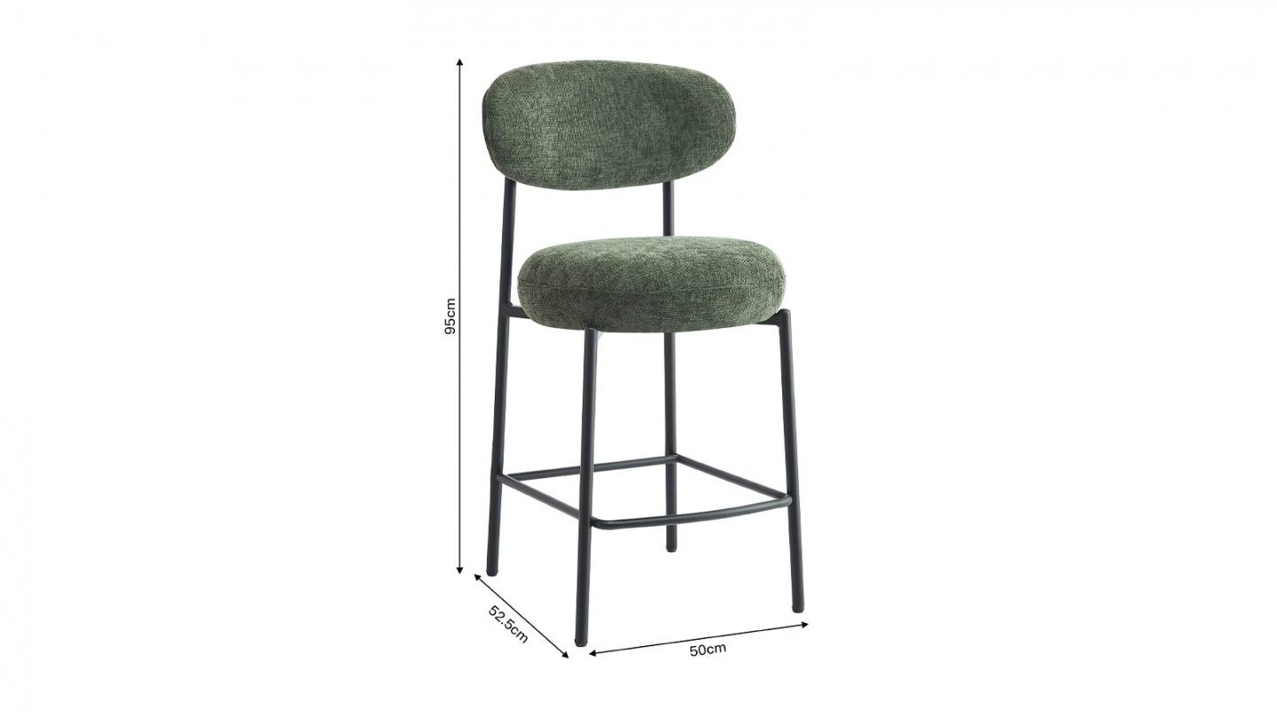 Lot de 2 tabourets de bar en tissu vert - Orla Lot de 2 tabourets de bar en tissu vert - Orla