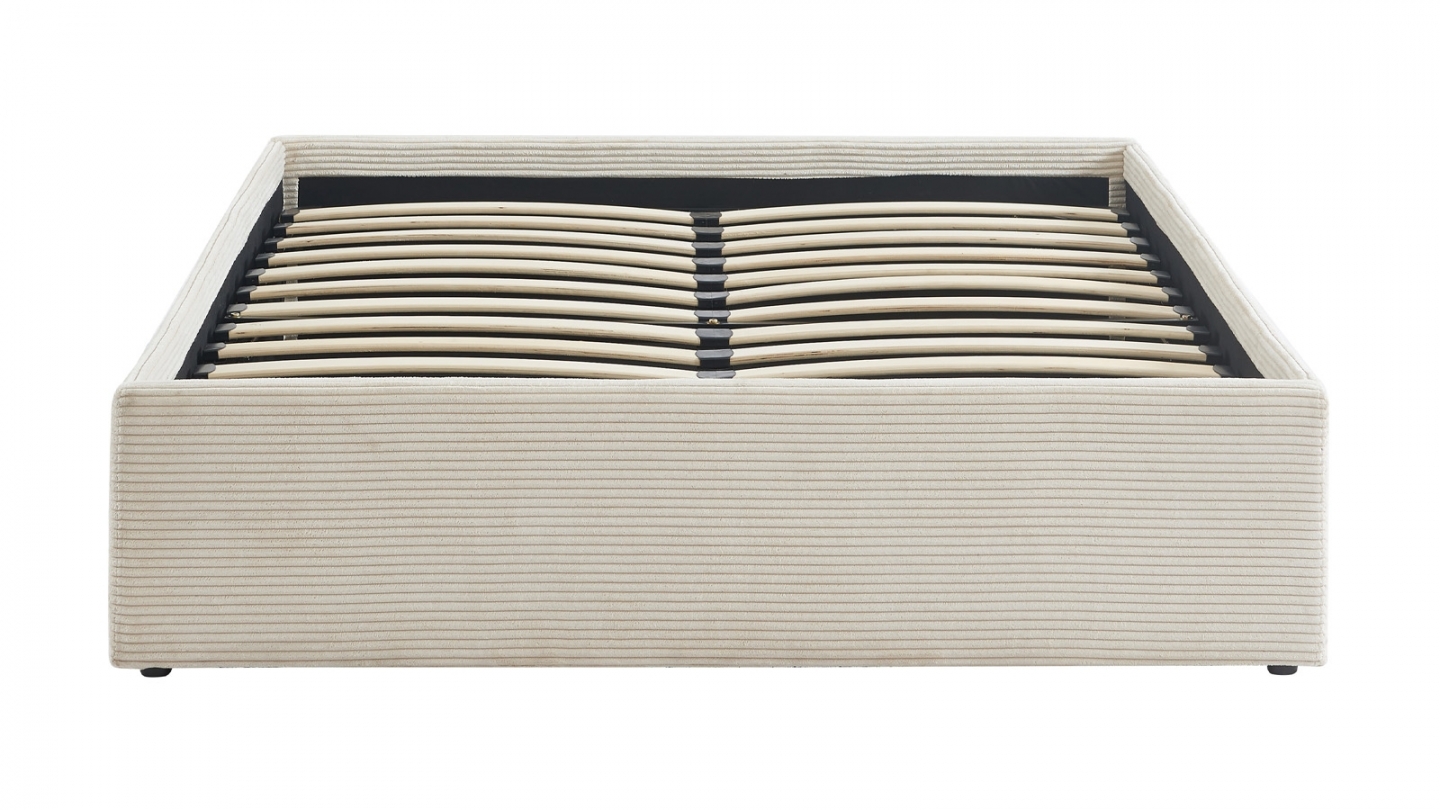 Ensemble Lit coffre adulte 140x190cm en velours côtelé beige avec sommier - Handy + Matelas mémoire de forme - Dual Confort Ensemble Lit coffre adulte 140x190cm en velours côtelé beige avec sommier - Handy + Matelas mémoire de forme - Dual Confort