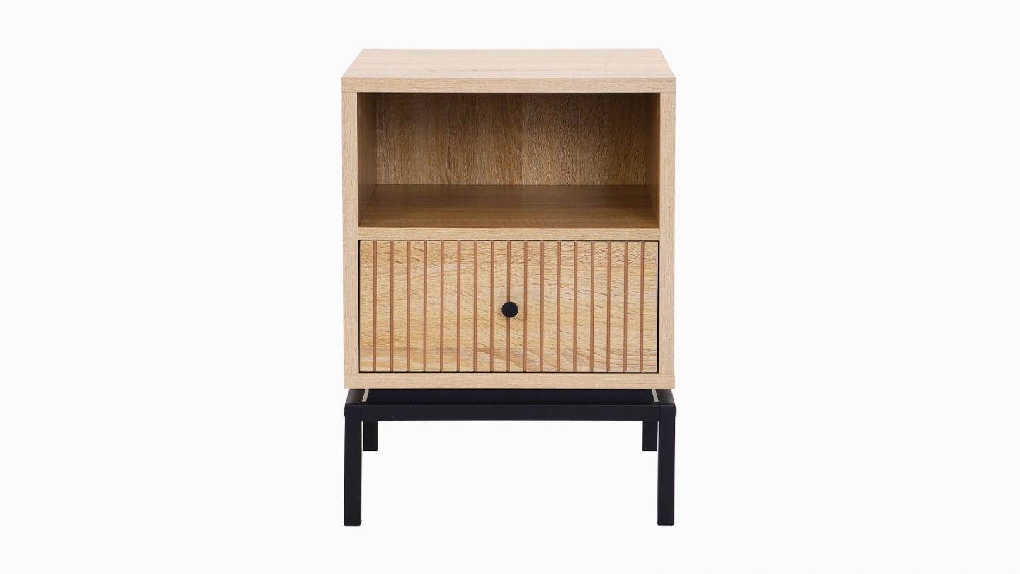 Lot de 2 tables de chevet 1 tiroir effet bois 40 cm - Talia Lot de 2 tables de chevet 1 tiroir effet bois 40 cm - Talia