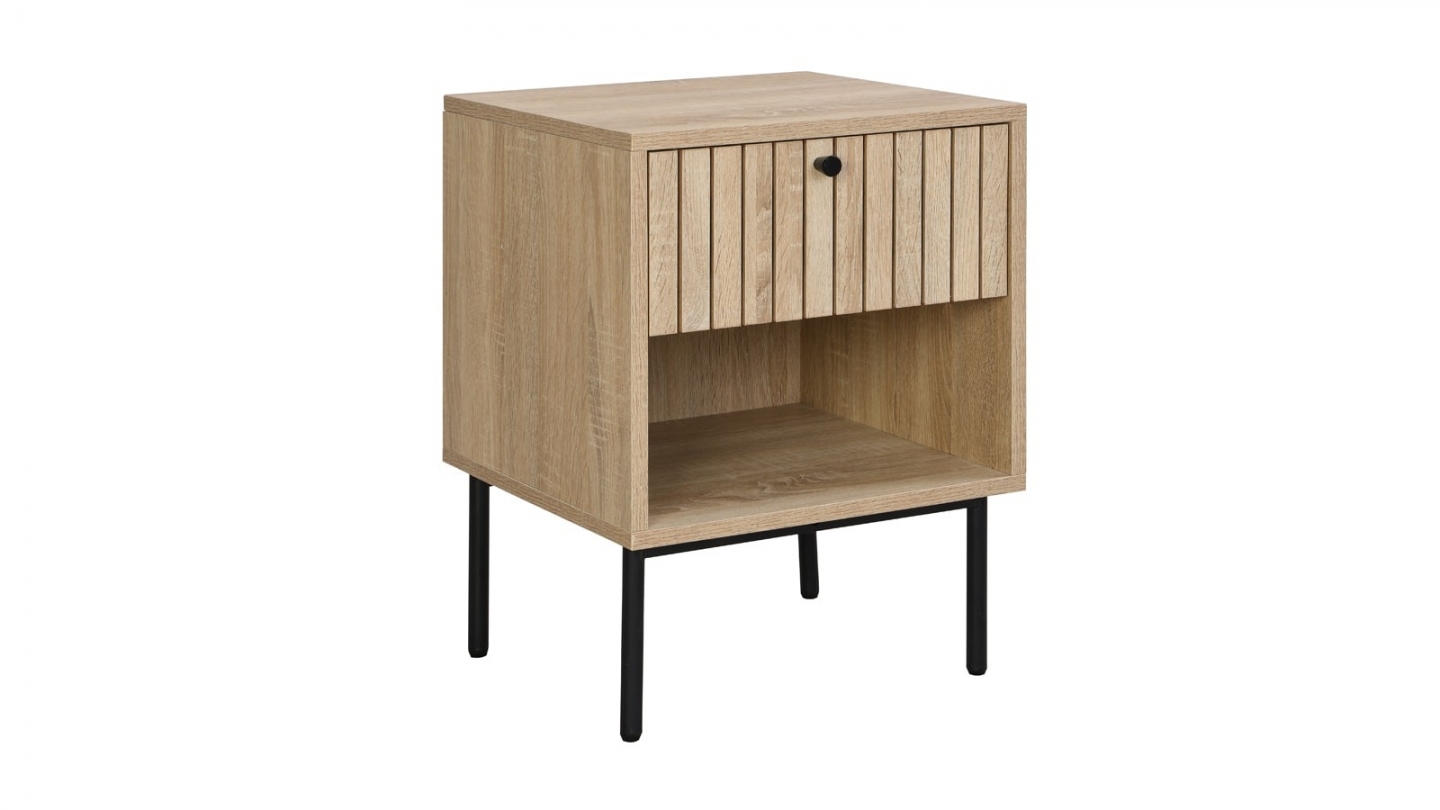 Lot de 2 tables de chevet 1 tiroir couleur chêne 40 cm - Solna Lot de 2 tables de chevet 1 tiroir couleur chêne 40 cm - Solna