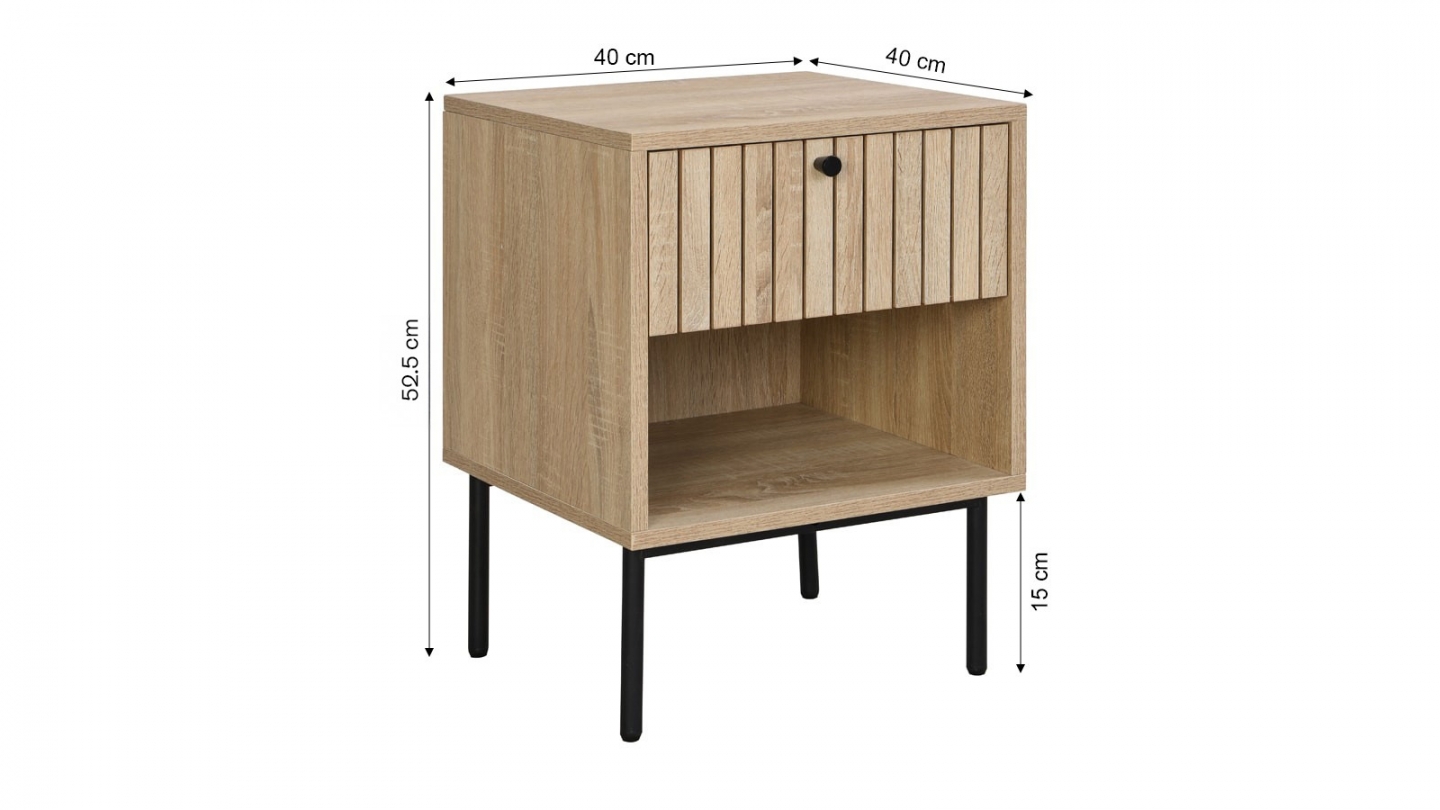 Lot de 2 tables de chevet 1 tiroir couleur chêne 40 cm - Solna Lot de 2 tables de chevet 1 tiroir couleur chêne 40 cm - Solna