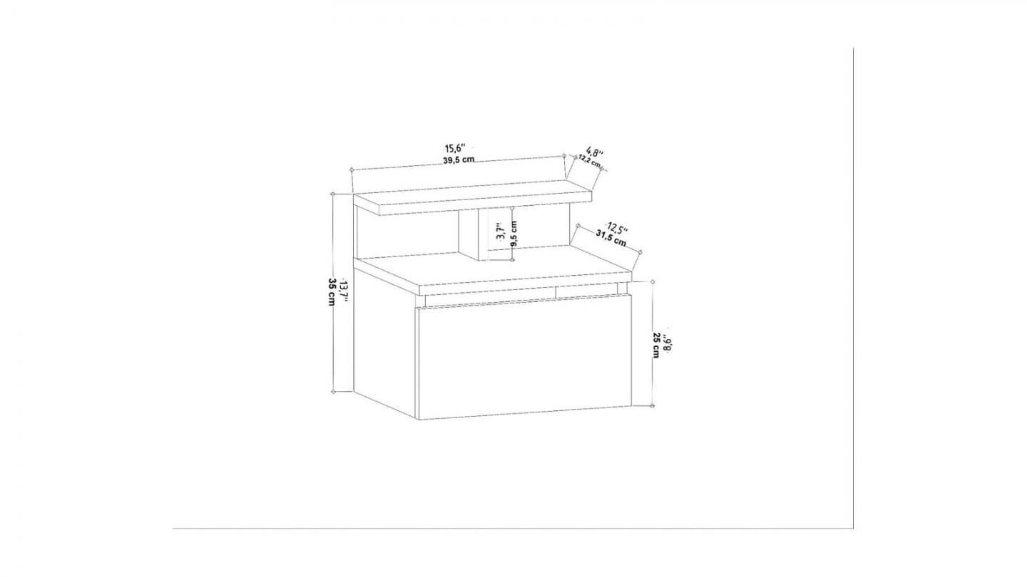 Table de chevet suspendue 1 porte gris anthracite 40 cm - Mara Table de chevet suspendue 1 porte gris anthracite 40 cm - Mara