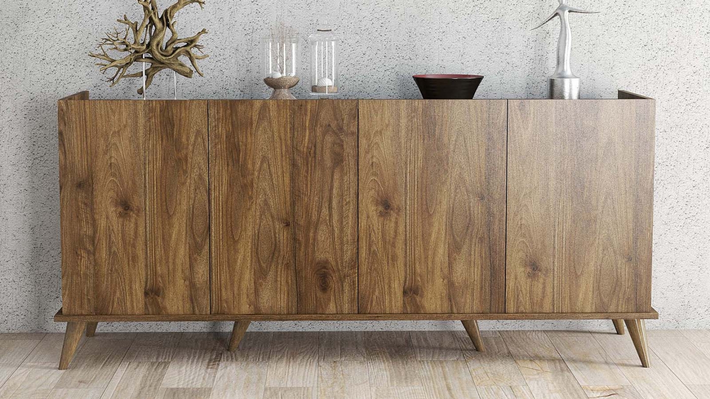 Buffet 4 portes effet noyer 180 cm - Tomar Buffet 4 portes effet noyer 180 cm - Tomar