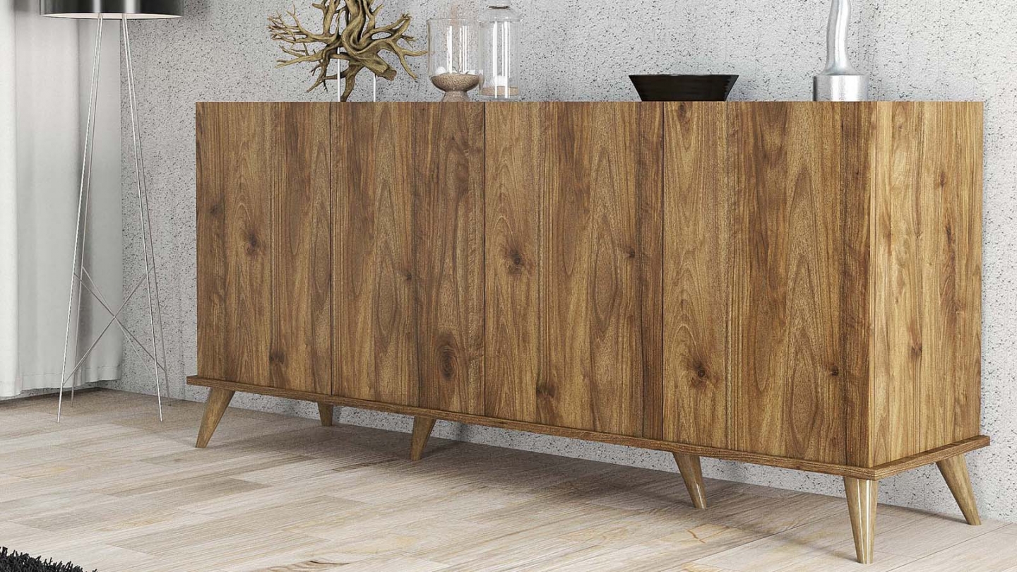 Buffet 4 portes effet noyer 180 cm - Tomar Buffet 4 portes effet noyer 180 cm - Tomar