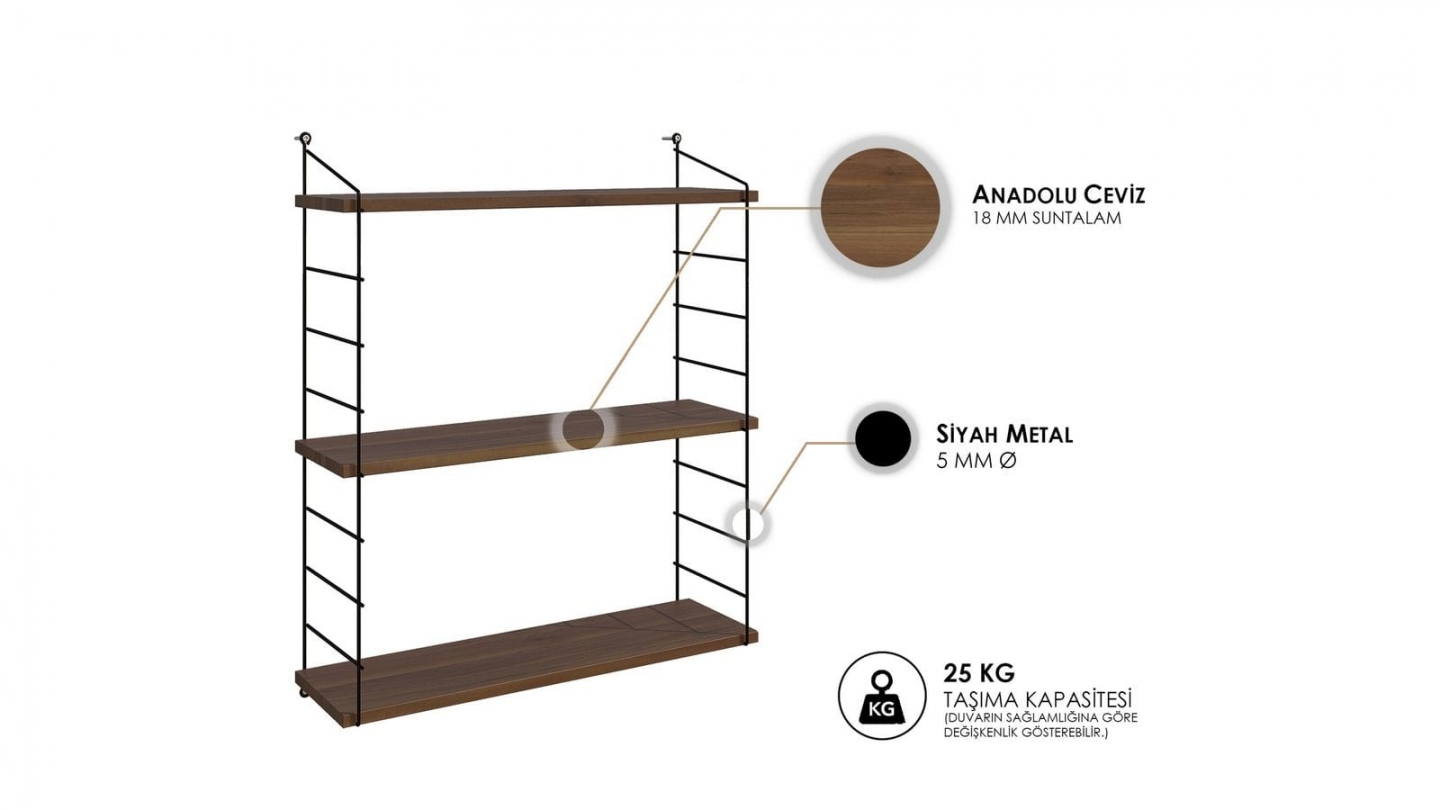 Etagère murale 3 niveaux effet bois 72 cm - Como Etagère murale 3 niveaux effet bois 72 cm - Como