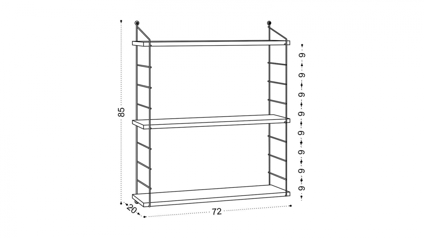 Etagère murale 3 niveaux effet bois 72 cm - Como Etagère murale 3 niveaux effet bois 72 cm - Como
