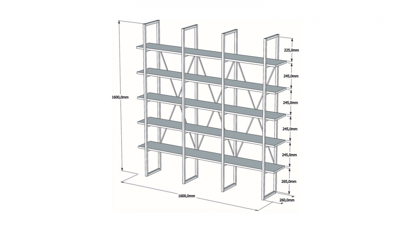 Etagère effet Noyer 5 niveaux 160 cm - Rimini Etagère effet Noyer 5 niveaux 160 cm - Rimini
