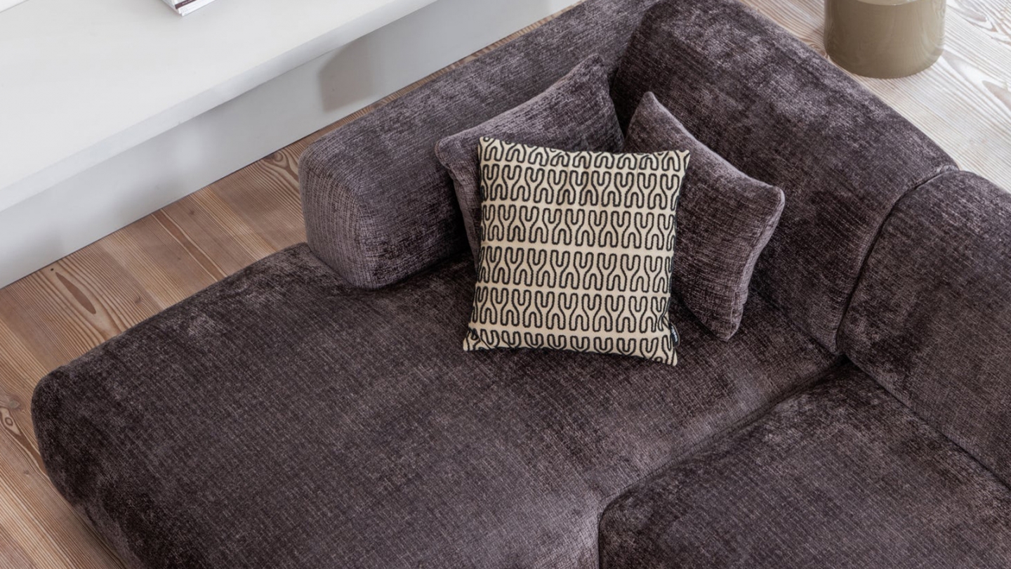 Canapé d'angle à gauche en tissu chenille marron - Cloud Canapé d'angle à gauche en tissu chenille marron - Cloud