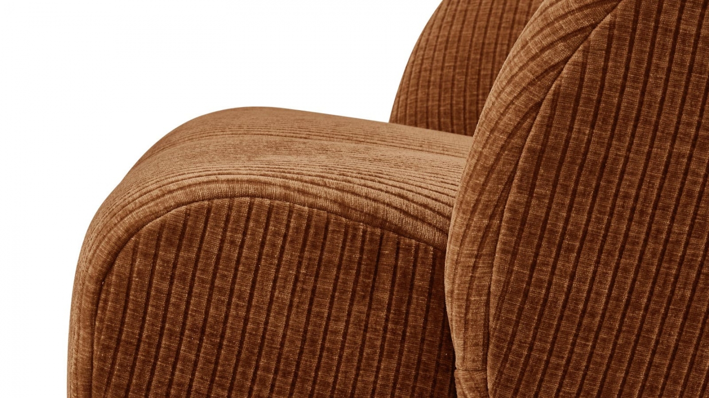 Fauteuil pivotant en tissu bouclé brun rouille - Mojo Fauteuil pivotant en tissu bouclé brun rouille - Mojo